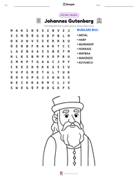 Johannes Gutenberg yazdırılabilir çalışma sayfası önizlemesi