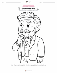 Pagina da colorare di Gustave Eiffel per bambini