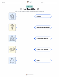 Hoja de trabajo imprimible de La Bombilla para niños
