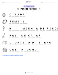 Vista previa de la hoja de trabajo imprimible de Período Neolítico