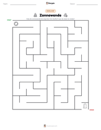 Zonnewende afdrukbare werkblad voorbeeld