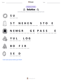 Solstice printable worksheet preview