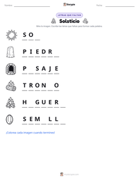 Vista previa de la hoja de trabajo imprimible de Solsticio