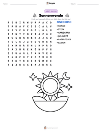 Sonnenwende druckbare Arbeitsblatt Vorschau