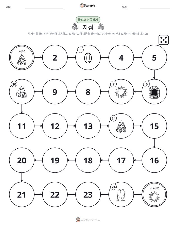 주사위 굴리고 이동하기 게임