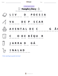 Prévia da folha de atividades imprimível Humphry Davy