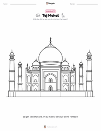 Taj Mahal Malvorlage für Kinder