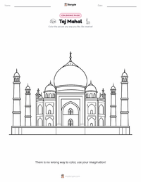 Taj Mahal coloring page for kids