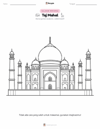 Halaman mewarnai Taj Mahal untuk anak-anak