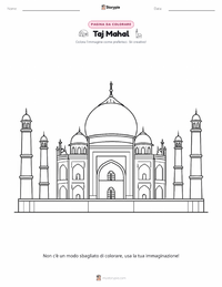Pagina da colorare di Taj Mahal per bambini