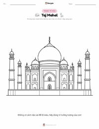 Trang tô màu Taj Mahal cho trẻ em