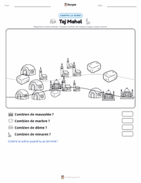 Aperçu de la feuille de travail imprimable Taj Mahal