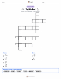 Taj Mahal printable worksheet preview