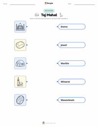 Taj Mahal printable worksheet for kids