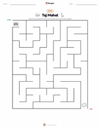 Taj Mahal printable worksheet preview