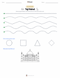 Taj Mahal druckbare Arbeitsblatt Vorschau