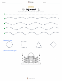 Vista previa de la hoja de trabajo imprimible de Taj Mahal