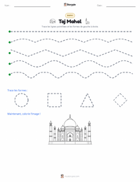 Aperçu de la feuille de travail imprimable Taj Mahal