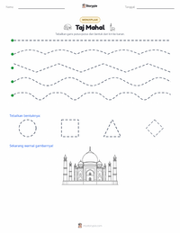 Prabaca lembar kerja cetak Taj Mahal