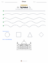 Taj Mahal afdrukbare werkblad voorbeeld