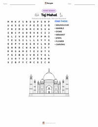 Taj Mahal printable worksheet preview
