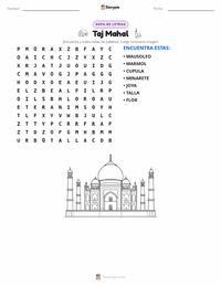 Vista previa de la hoja de trabajo imprimible de Taj Mahal