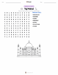 Aperçu de la feuille de travail imprimable Taj Mahal