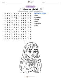 Prévia da folha de atividades imprimível Mumtaz Mahal