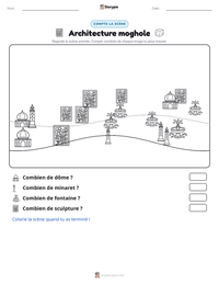 Aperçu de la feuille de travail imprimable Architecture moghole