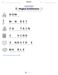 Mughal Architecture printable worksheet preview