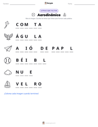 Vista previa de la hoja de trabajo imprimible de Aerodinámica