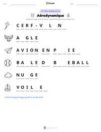 Aperçu de la feuille de travail imprimable Aérodynamique