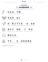 Aerodinamik yazdırılabilir çalışma sayfası önizlemesi