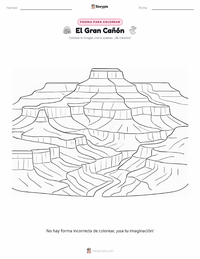 Página para colorear de El Gran Cañón para niños