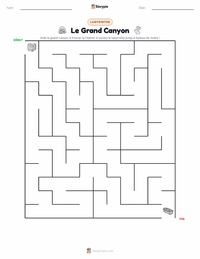 Aperçu de la feuille de travail imprimable Le Grand Canyon