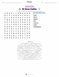 Vista previa de la hoja de trabajo imprimible de El Gran Cañón