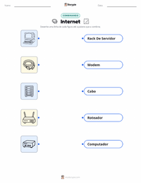 Prévia da folha de atividades imprimível A Internet