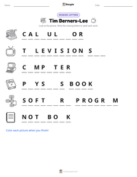 Tim Berners-Lee printable worksheet preview