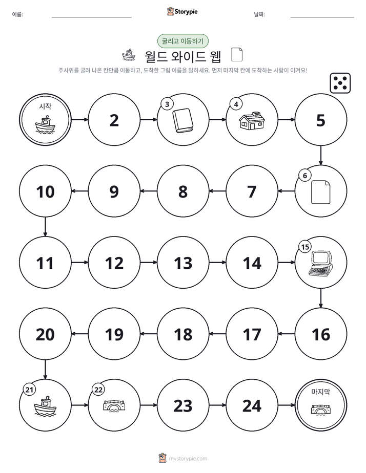 주사위 굴리고 이동하기 게임