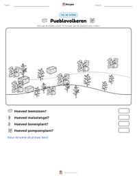 Pueblovolkeren afdrukbare werkblad voorbeeld