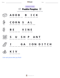 Pueblo Peoples printable worksheet preview