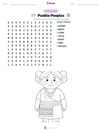 Pueblo Peoples printable worksheet preview