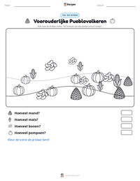 Voorouderlijke Pueblovolkeren afdrukbare werkblad voorbeeld