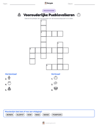 Voorouderlijke Pueblovolkeren afdrukbare werkblad voorbeeld
