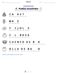 Vista previa de la hoja de trabajo imprimible de Pueblos ancestrales