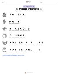 Aperçu de la feuille de travail imprimable Pueblos ancestraux