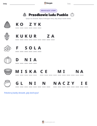 Podgląd drukowalnego arkusza ćwiczeń Przodkowie ludu Pueblo