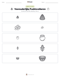 Voorouderlijke Pueblovolkeren afdrukbare werkblad voorbeeld