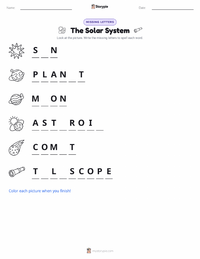 The Solar System printable worksheet preview