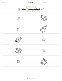 Het Zonnestelsel afdrukbare werkblad voorbeeld